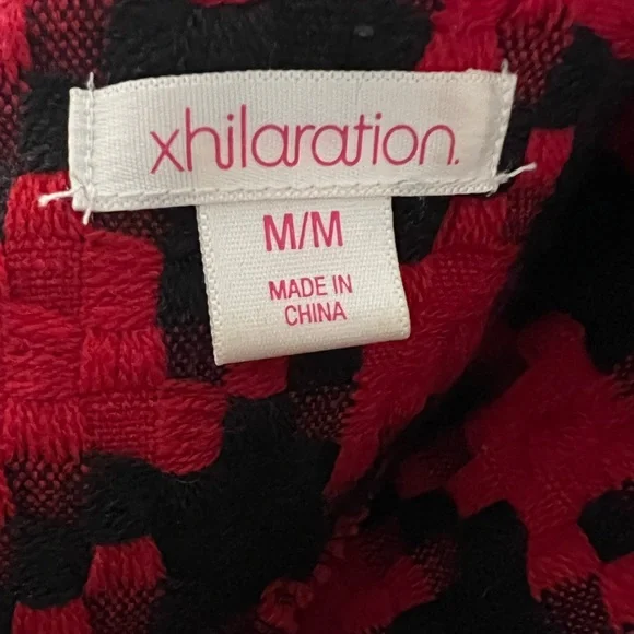 EUC Xhilaration mini dress M red and black herringbone Target a-line cap sleeve - Picture 12 of 13